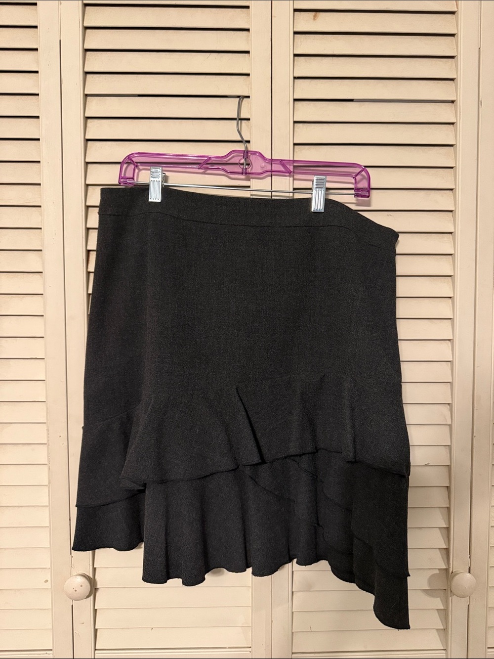 INC International Concepts Black Asymmetrical Ruffle Skirt